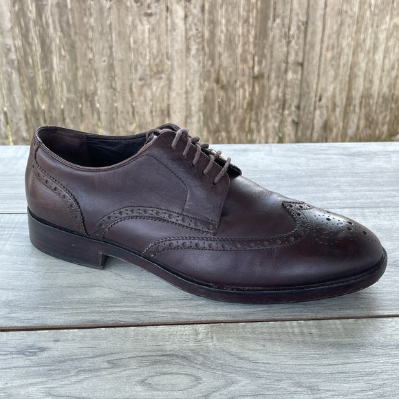 COLE HAAN Grand OS Wingtip Oxfords Men 8M Brown Leather Watson Brogue Dress Shoe - Picture 7 of 11